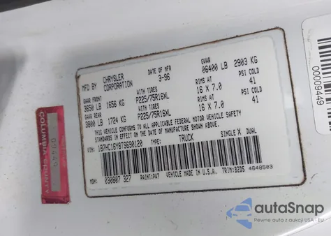 1996 Dodge Ram 1500 z USA, uszkodzony, nr VIN 1B7HC16Y8TS690120